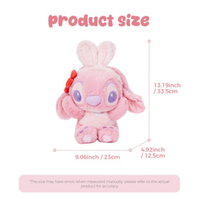 MINISO Lilo and Stitch Angel plush, side view, perfect travel buddy and soft bedtime friend.