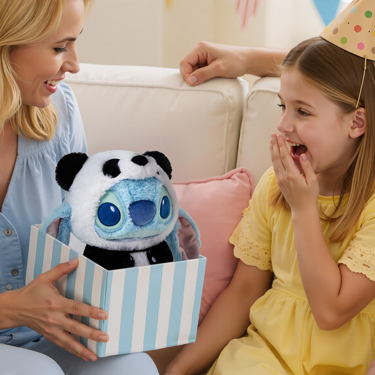 MINISO Stitch plush full face close-up highlighting expression and texture