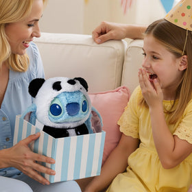 MINISO Stitch plush full face close-up highlighting expression and texture