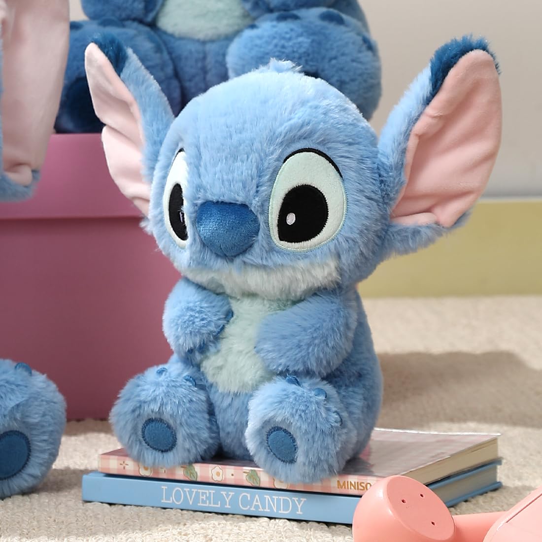 MINISO Stitch plush 16-inch stitched detail, high-quality craftsmanship you can feel.