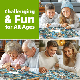 MINIWAN Underwater Dogs puzzle poster included, glare-free guide aids solving.