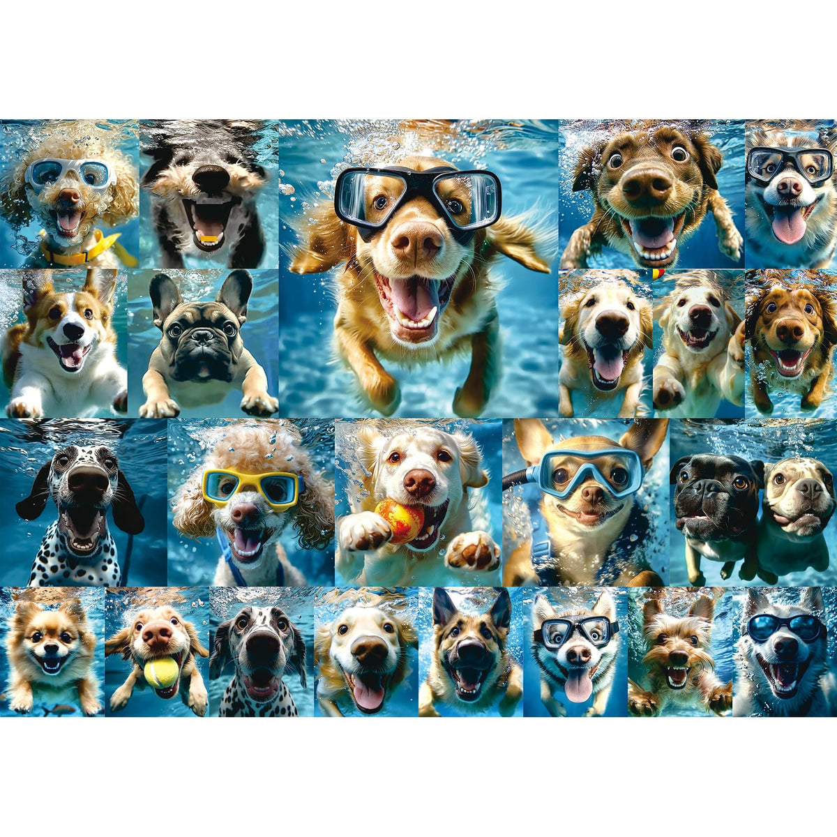 MINIWAN Underwater Dogs puzzle box front, vibrant adult challenge.