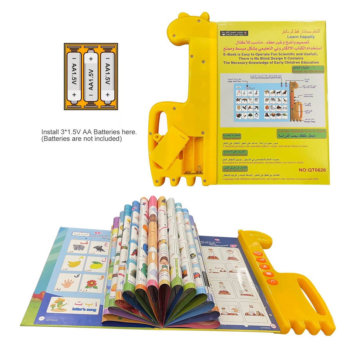 MINMEER Arabic Alphabet for Kids vocabulary themes including animals and daily necessities