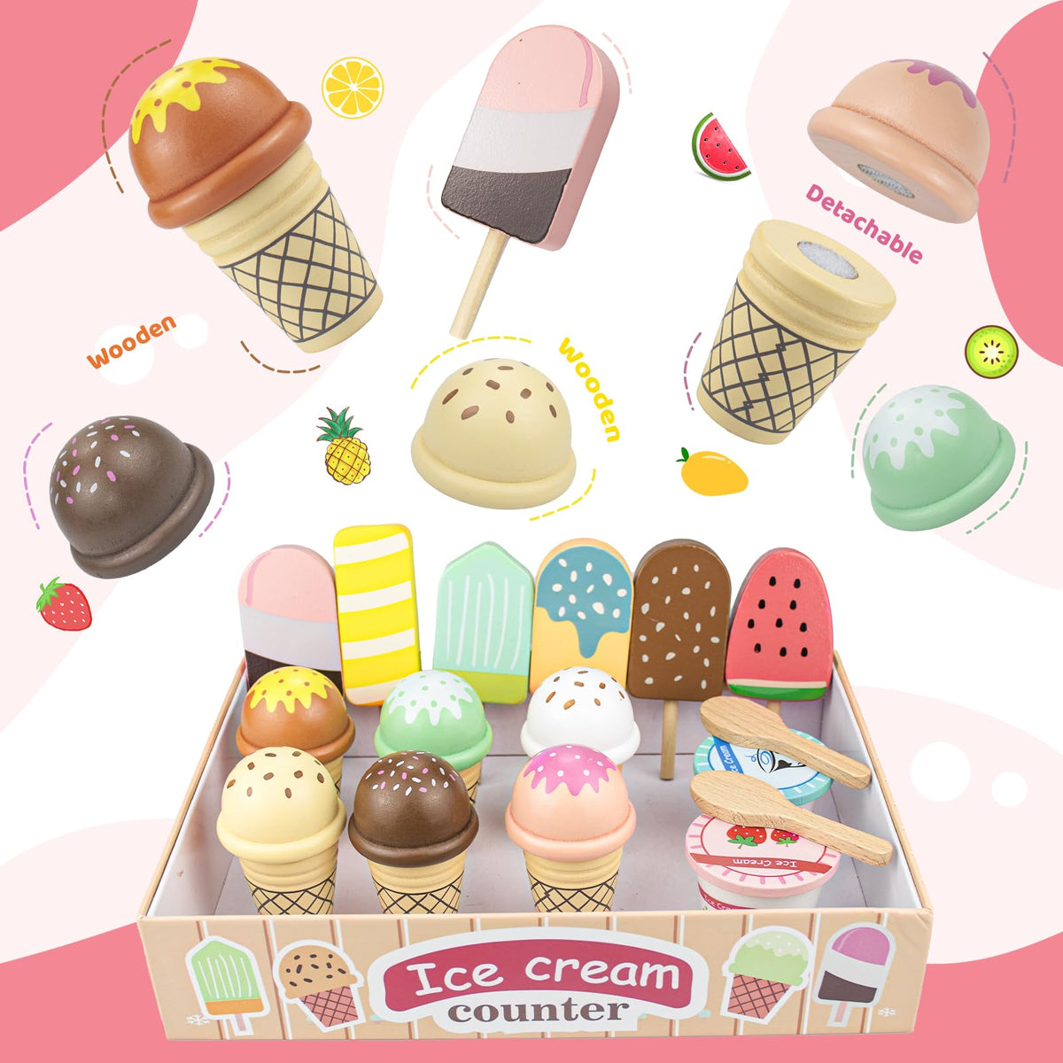 Minnot chocolate cones brighten pretend desserts and counting practice