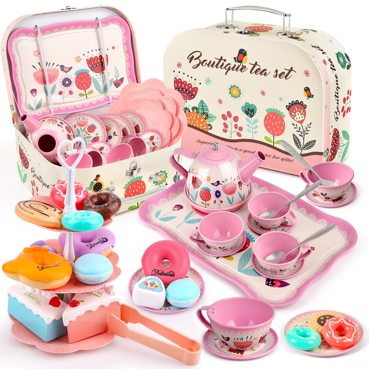 Minnot Tea Party Set teapot with lid for imaginative play and sharing