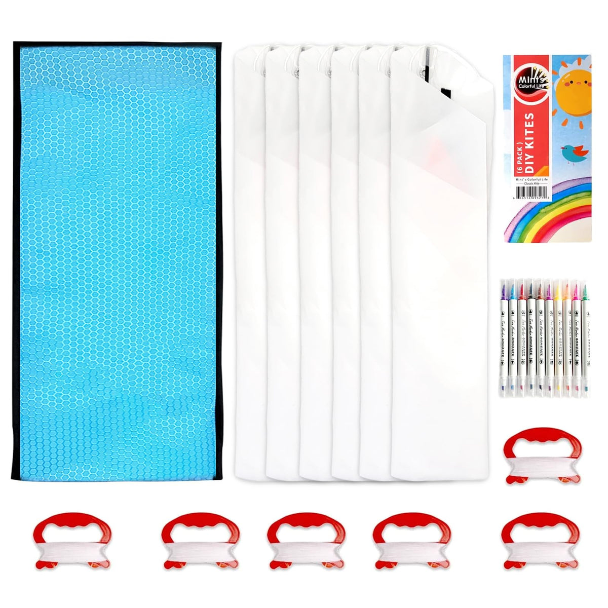 Mint's Colorful Life six-pack blank kites for coloring and art.
