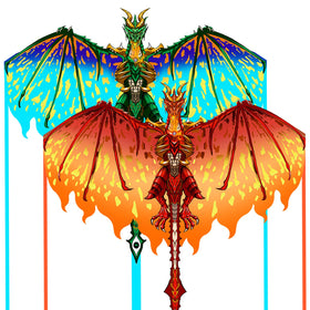 Mint's Colorful Life dragon kite green soars in blue sky for family beach fun.