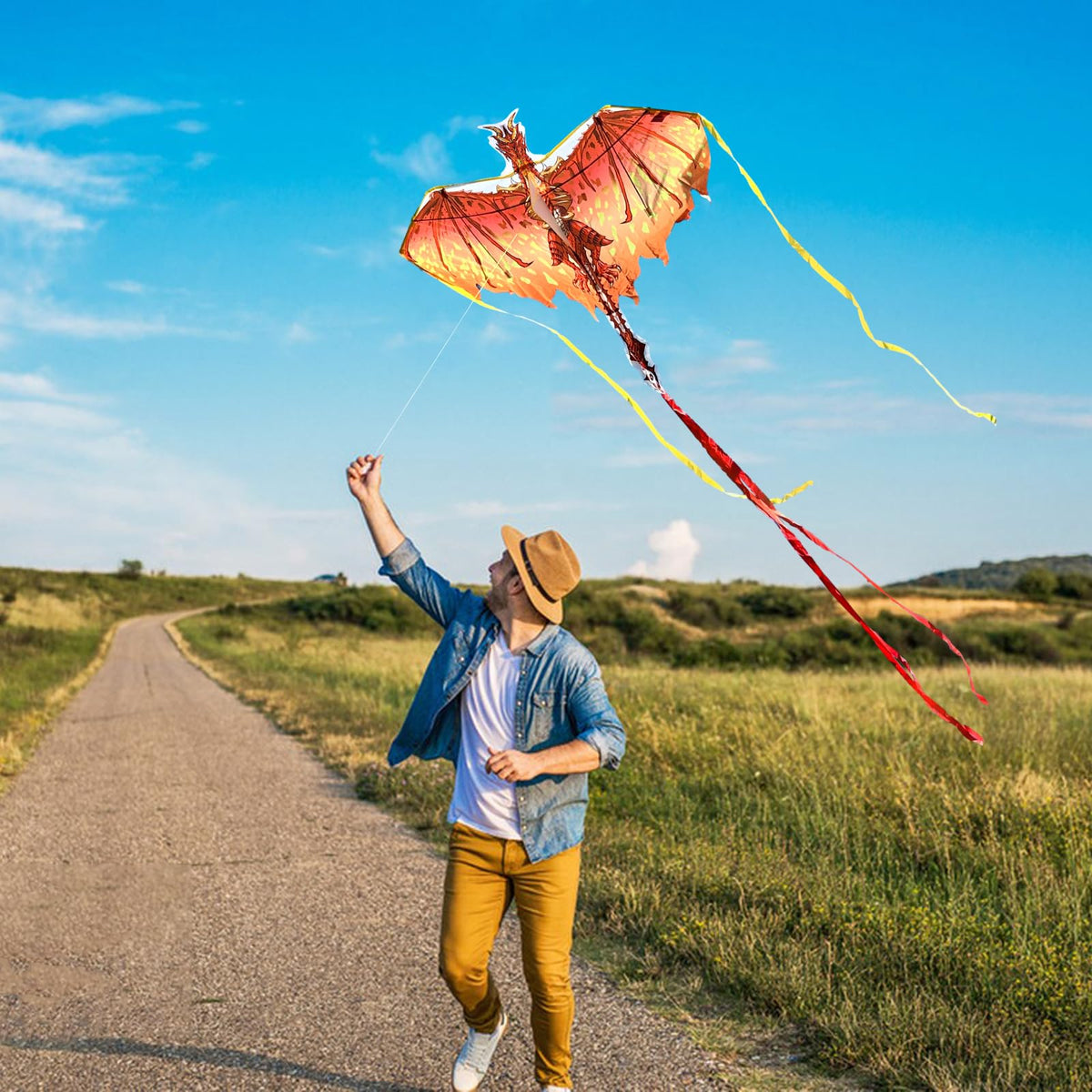 Mint's Colorful Life dragon kite red glides smoothly in light breeze, ideal for beginners.