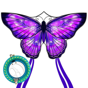 Mint's Colorful Life purple butterfly kite with 55-inch wingspan, easy to launch for kids and adults.