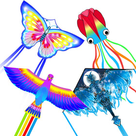 Mint's Colorful Life blue butterfly kite in bright sunshine for family fun