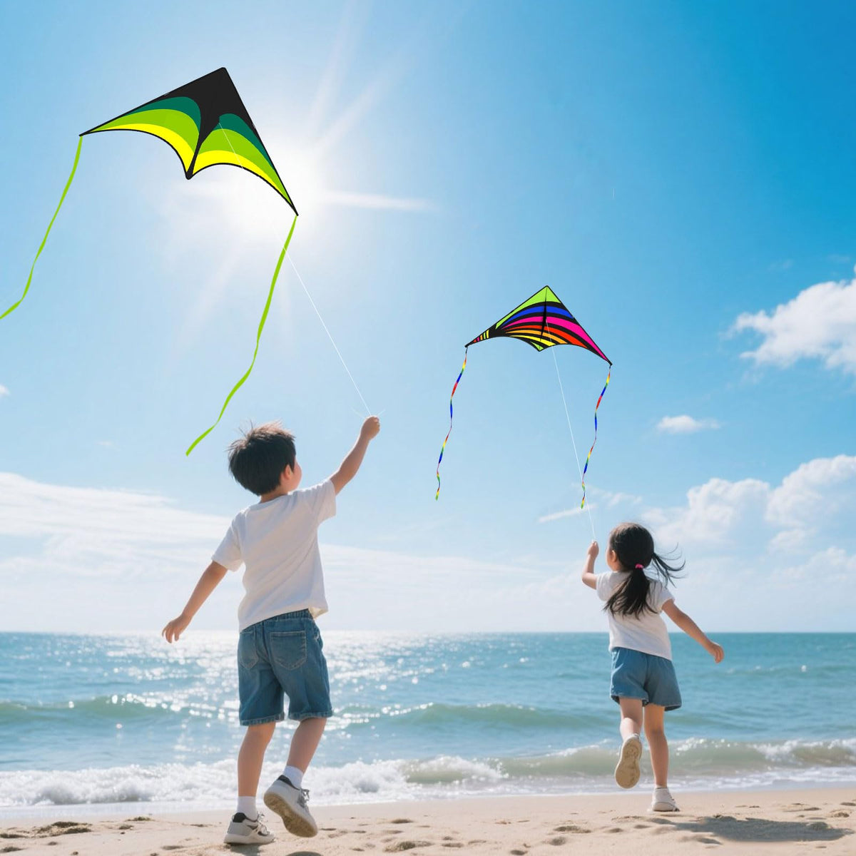 Mint's Colorful Life rainbow delta kite assembled, quick setup for instant play.
