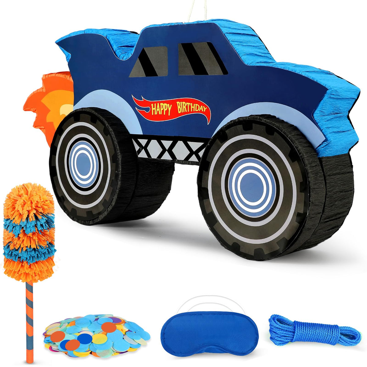 Mionyl 27-inch race car pinata ready to fill and reveal candies.