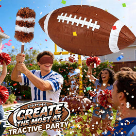 Mionyl football pinata close-up shows sturdy corrugated paper construction.