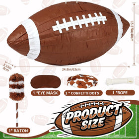 Mionyl football pinata hanging in backyard for festive decor.