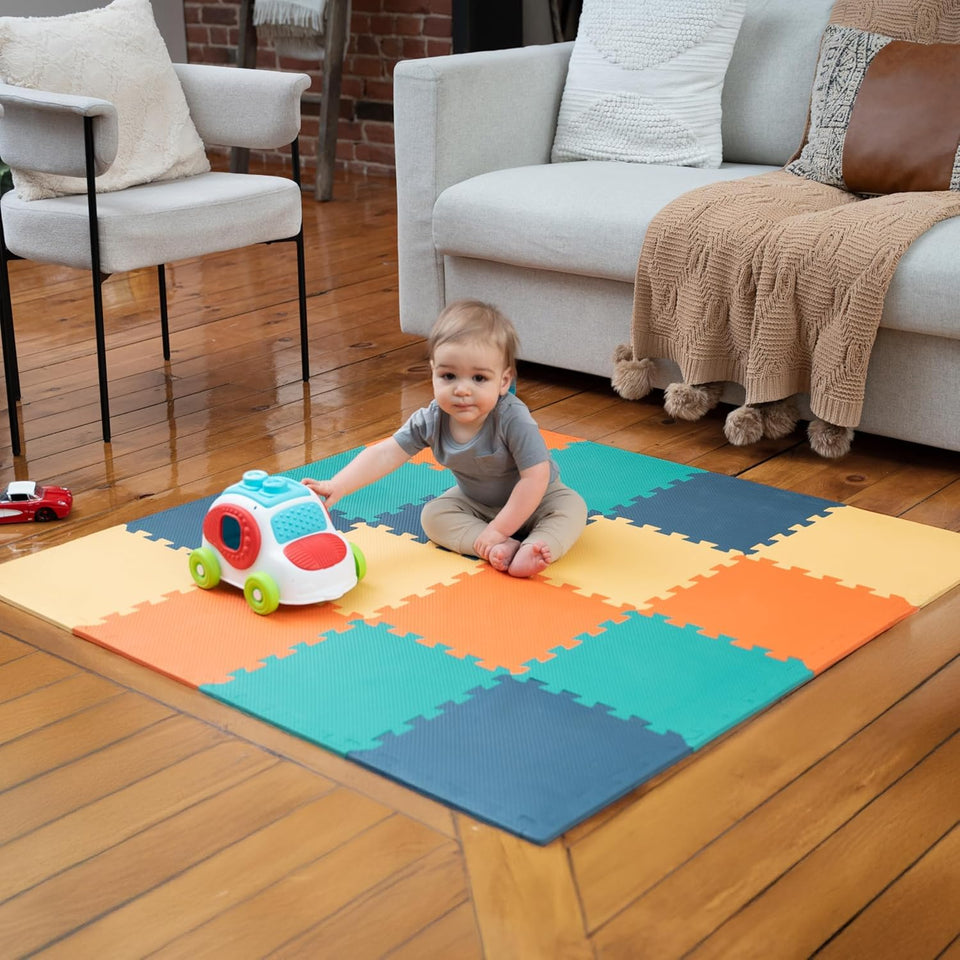 MioTetto baby play mat interlocking tiles for a safe, cushioned crawling surface
