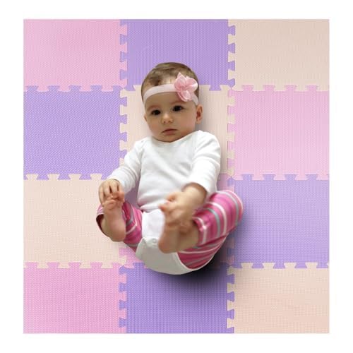 MioTetto baby play mat tiles interlocked to create a compact crawling area