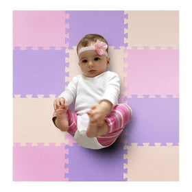 MioTetto baby play mat tiles interlocked to create a compact crawling area