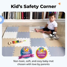 MioTetto foam floor tiles with waterproof, wipe-clean surface.