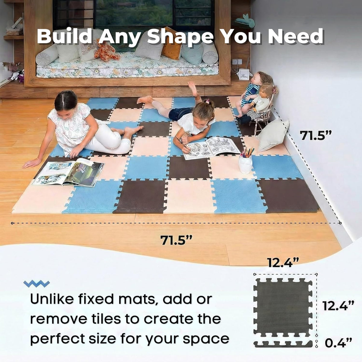 MioTetto foam tiles feature puzzle design for easy assembly and customization.