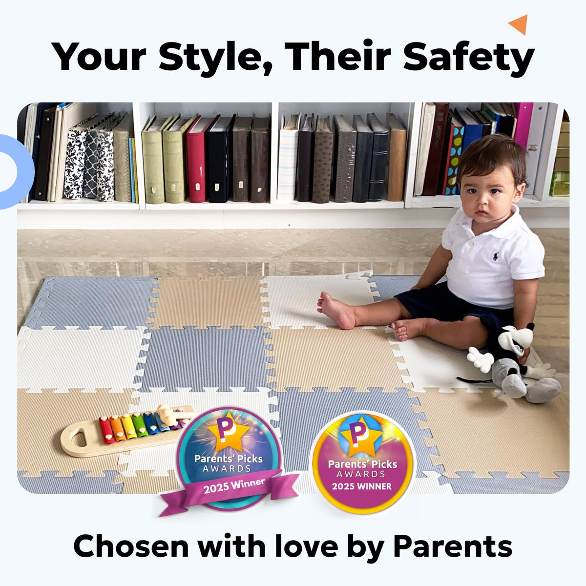 MioTetto modern color play mat complements nursery decor.