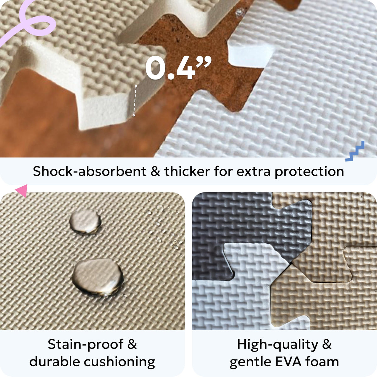 MioTetto soft EVA foam mat is cushioned and safe.