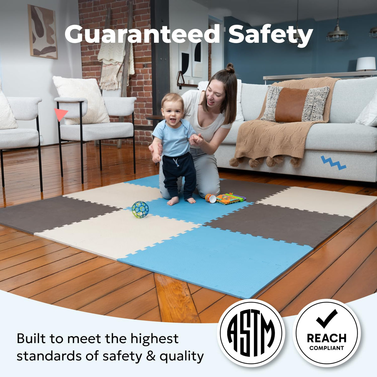 MioTetto waterproof EVA surface wipes clean after playtime.