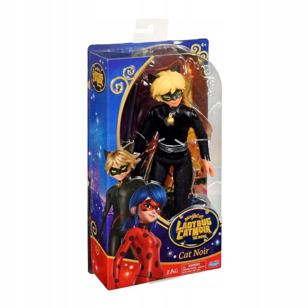 Miraculous Cat Noir 11-inch doll in black suit ready for imaginative play.