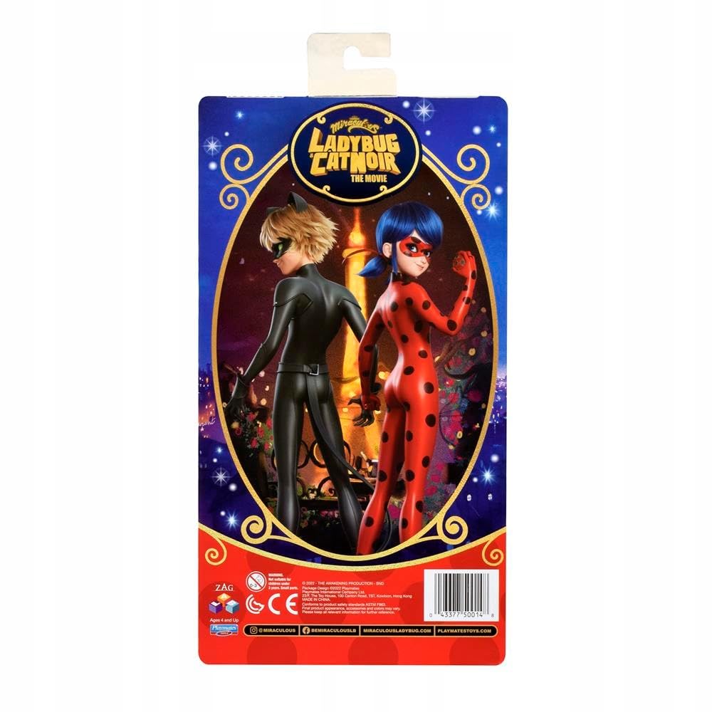 Miraculous Cat Noir 11-inch doll wields staff for action scenes.