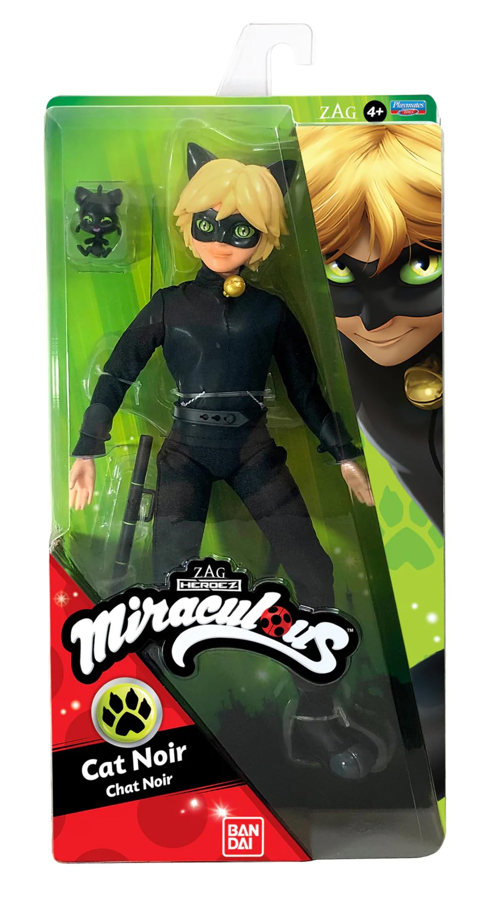 Miraculous Cat Noir action doll in 11-inch scale, ready for heroic play and dynamic poses.