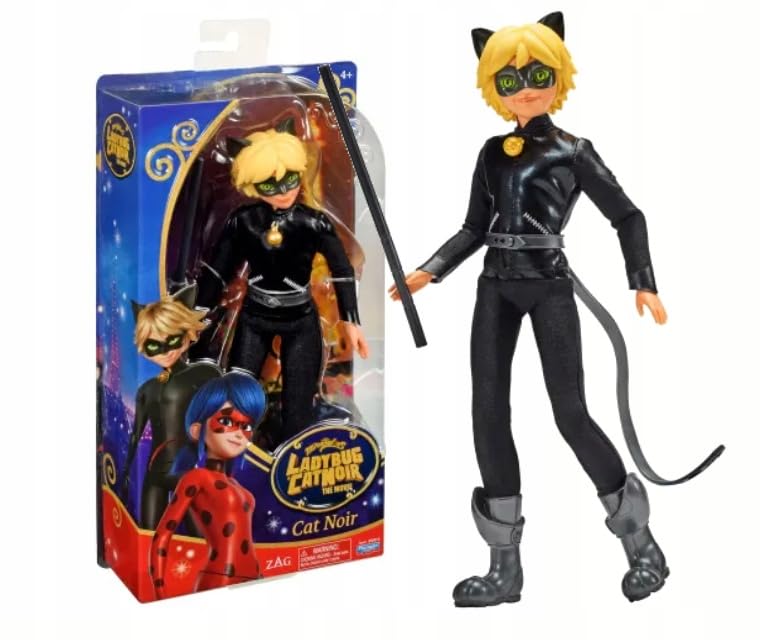 Miraculous Cat Noir figure displayed on ornate staircase-inspired design.