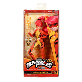 Miraculous Lady Dragon red and yellow suit creates vibrant hero look.