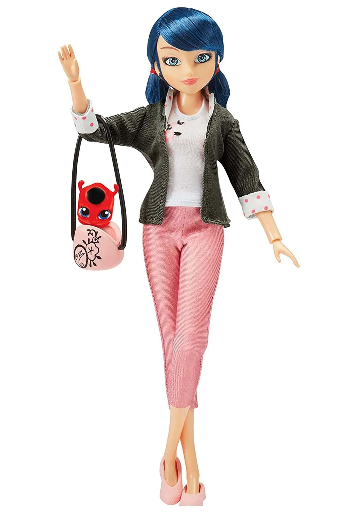 Miraculous Marinette fashion doll in pink capri pants and chic outfit for imaginative play.