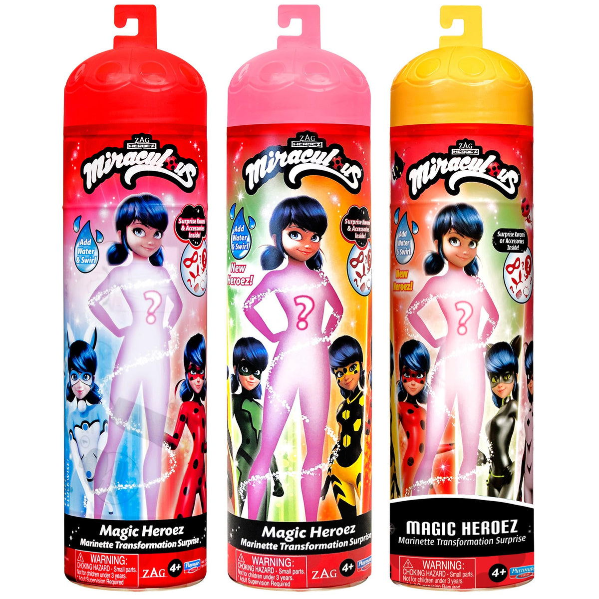 Miraculous Marinette transformation doll with water reveal showing a new hero.