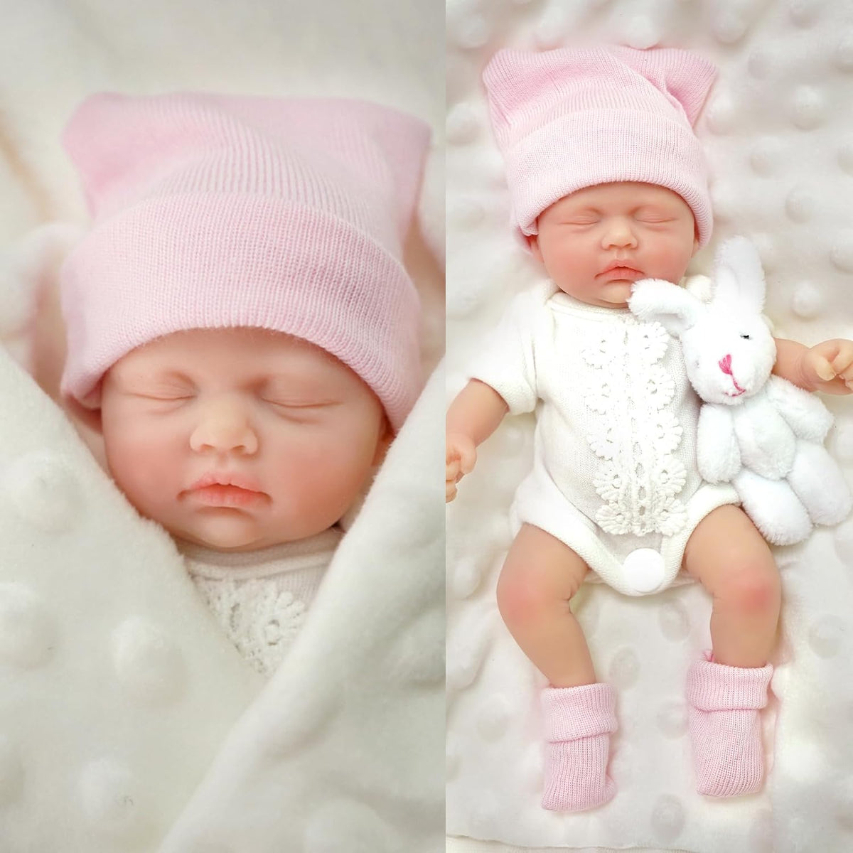 Mire & Mire Reborn pink clothes worn by the mini doll for child friendly dress up