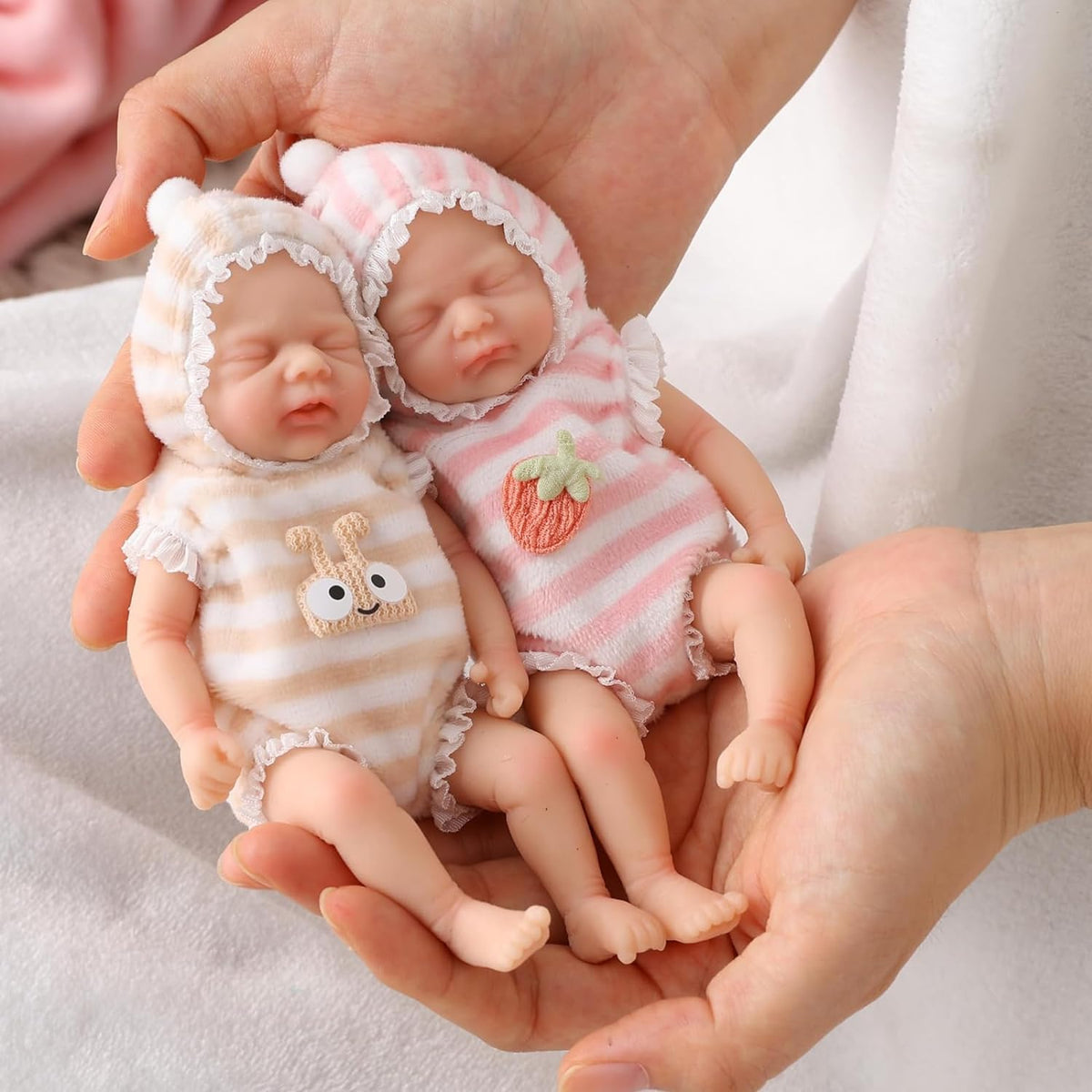Mire and Mire six-inch twin doll hand detail with tiny fingers