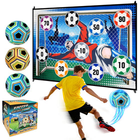 Mirthoza 3 Balls Sticky Soccer Set goal mat indoors for safe target practice.