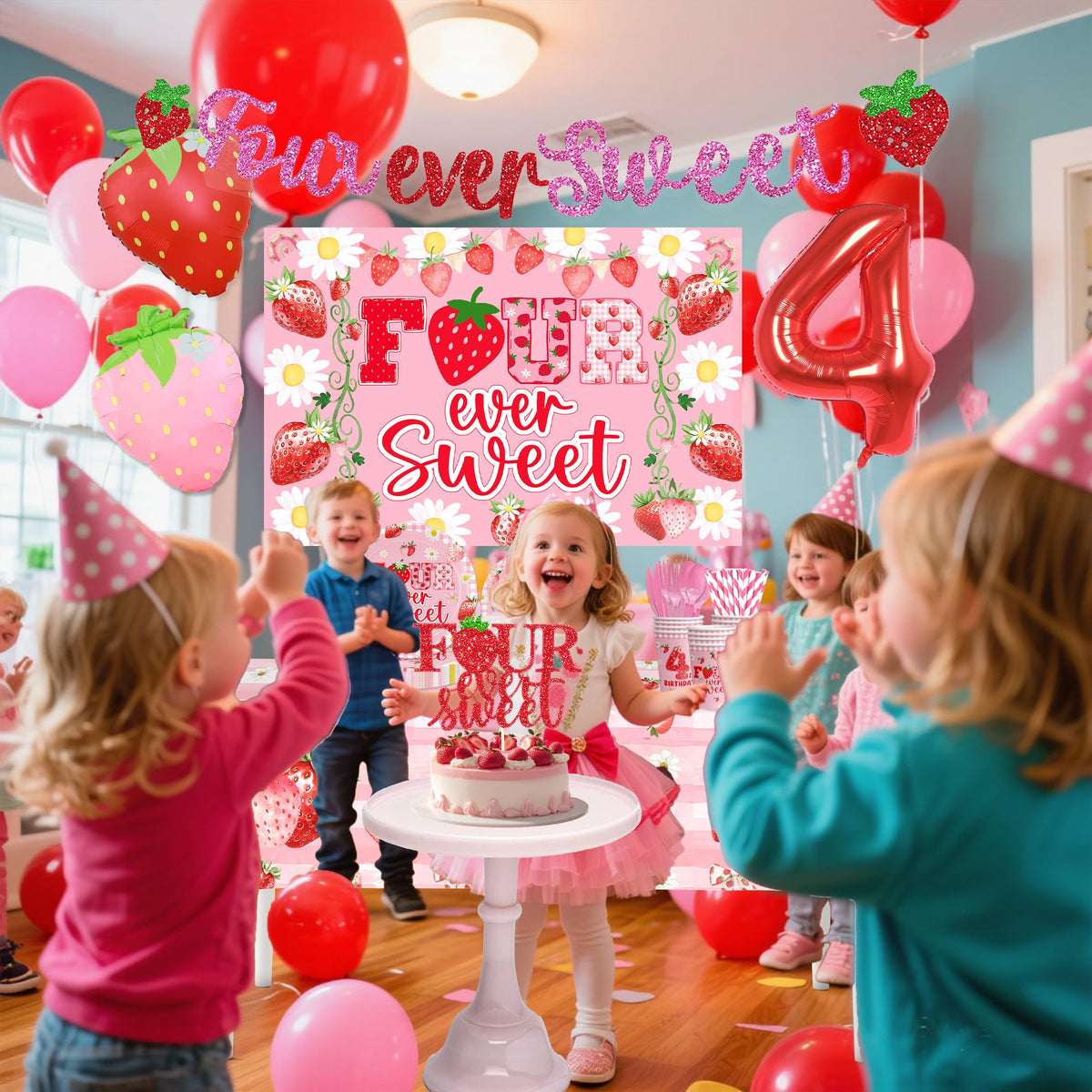 Miruwtog glitter 4th birthday banner adds sparkle to celebrations