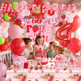 Miruwtog strawberry background cloth creates a charming party backdrop