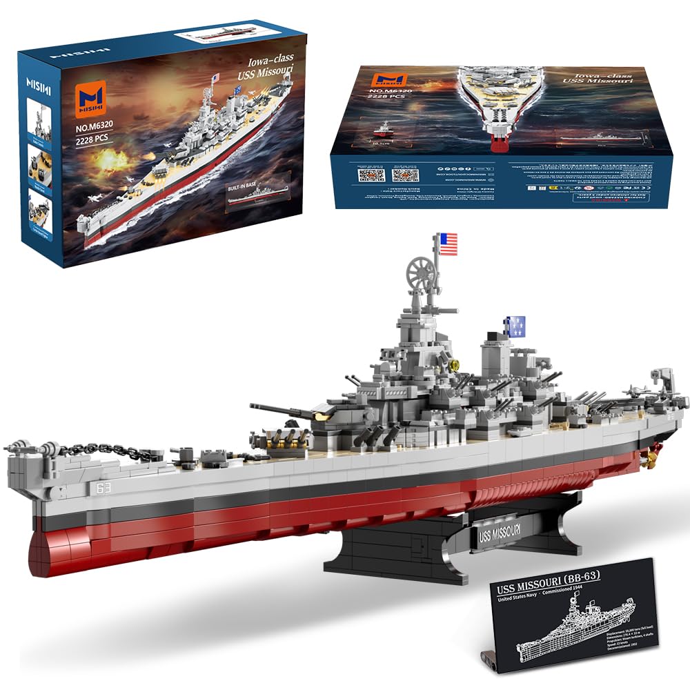 MISINI M6320 Iowa-class battleship model on display for collection and study