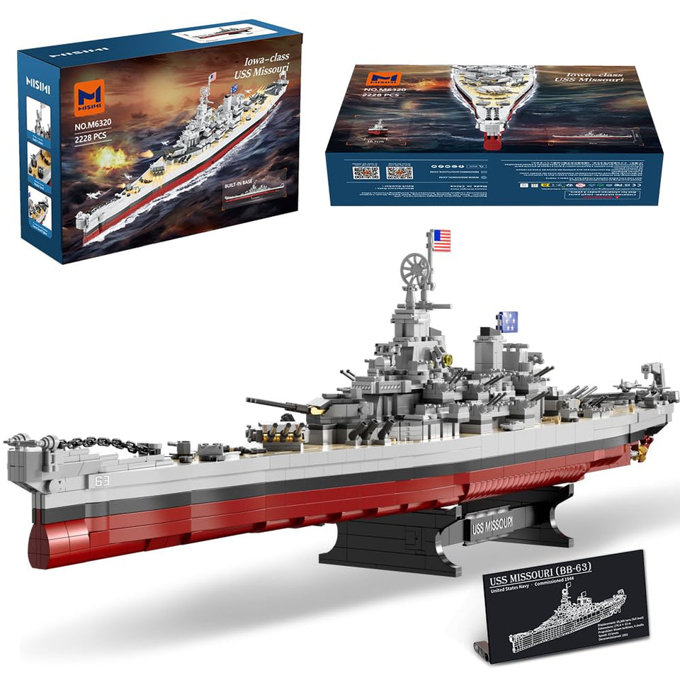 MISINI M6320 Iowa-class battleship model on display for collection and study