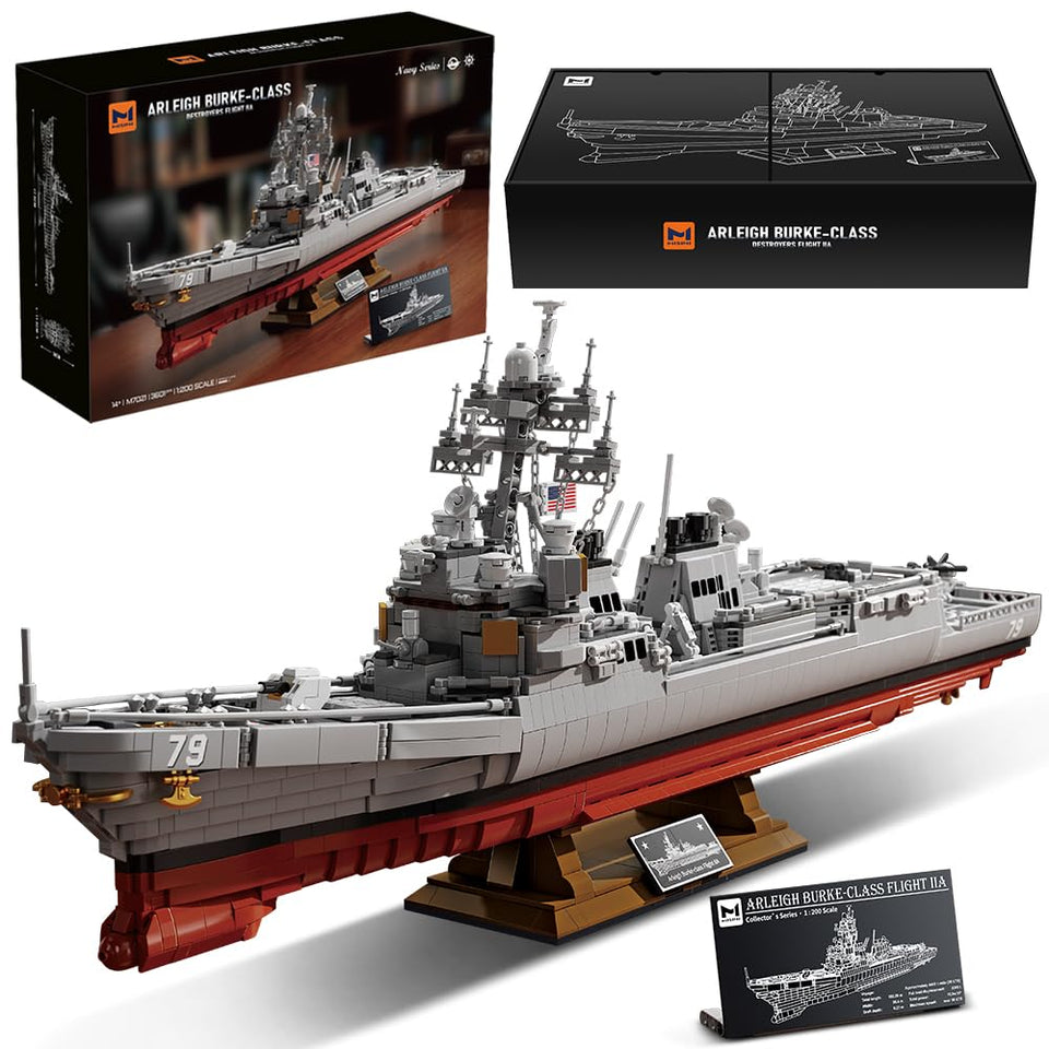 MISINI M7021 Arleigh Burke destroyer assembly shows precise hull details for display.