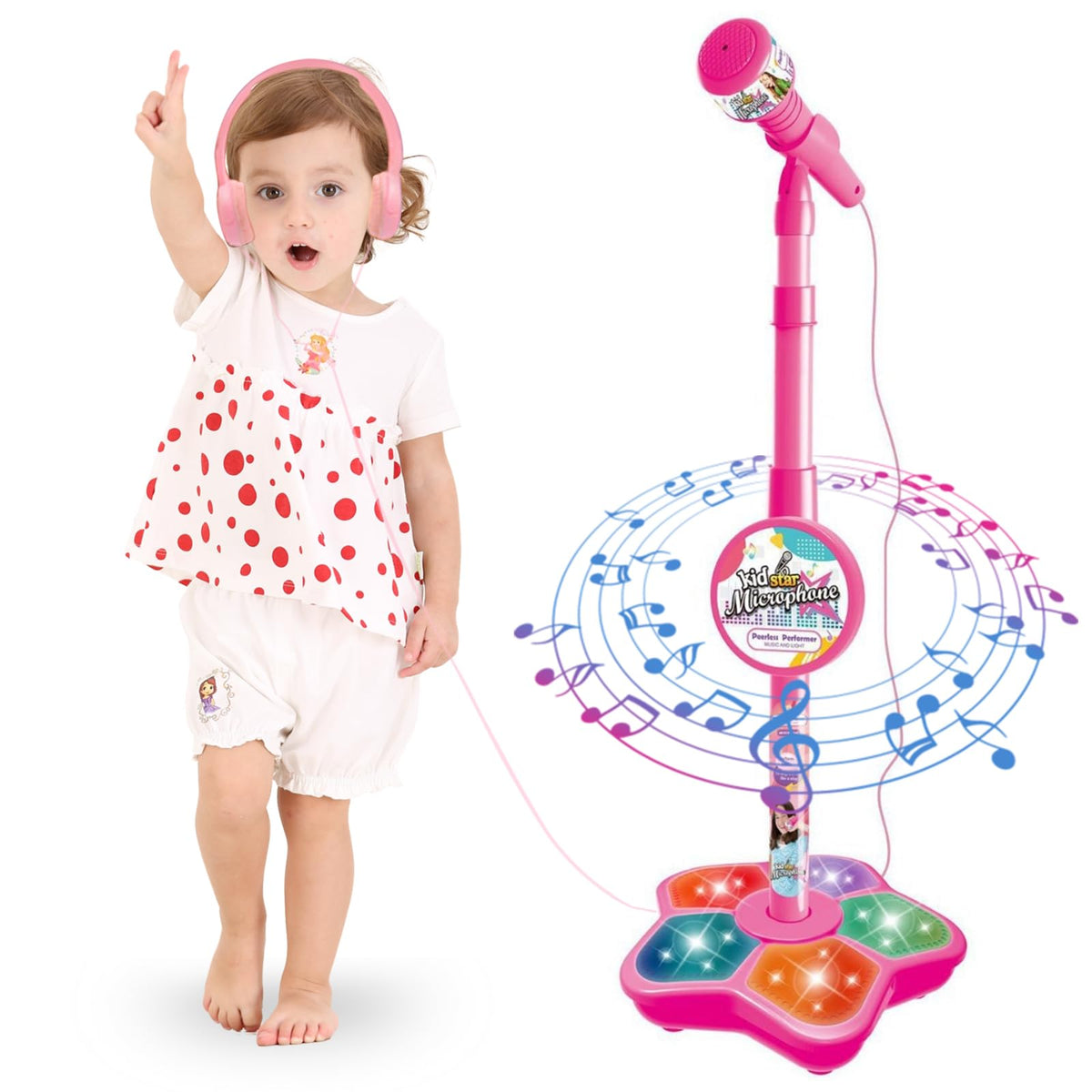 Adjustable-height stand for MISS. CHEN 7&7 kids karaoke microphone