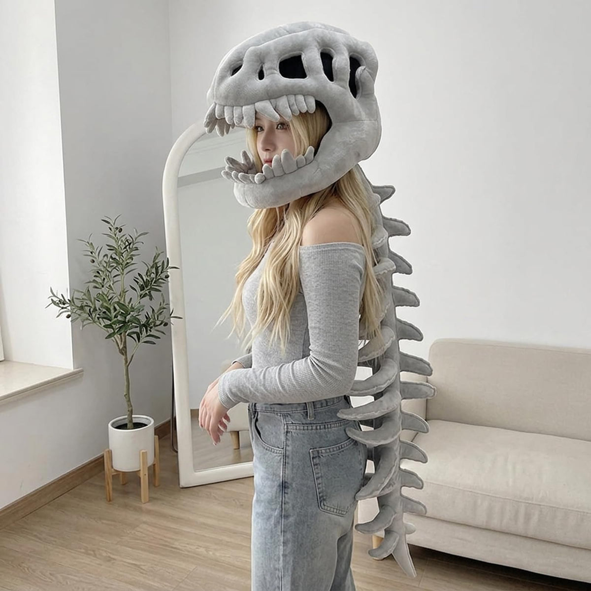MissYolo dinosaur costume supports kids dancing and playful storytelling at gatherings