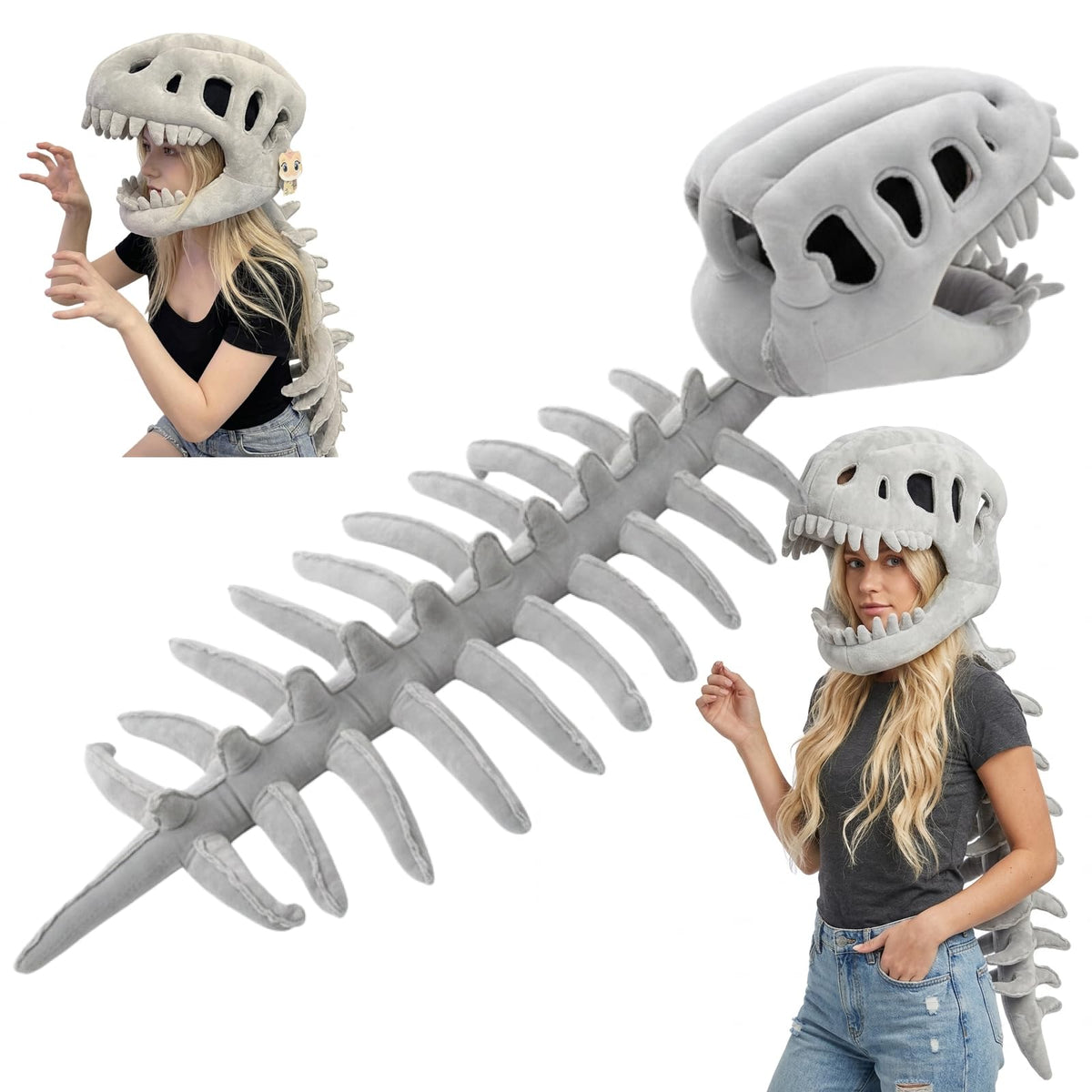 MissYolo dinosaur skeleton costume with a prominent spine for striking Halloween visuals