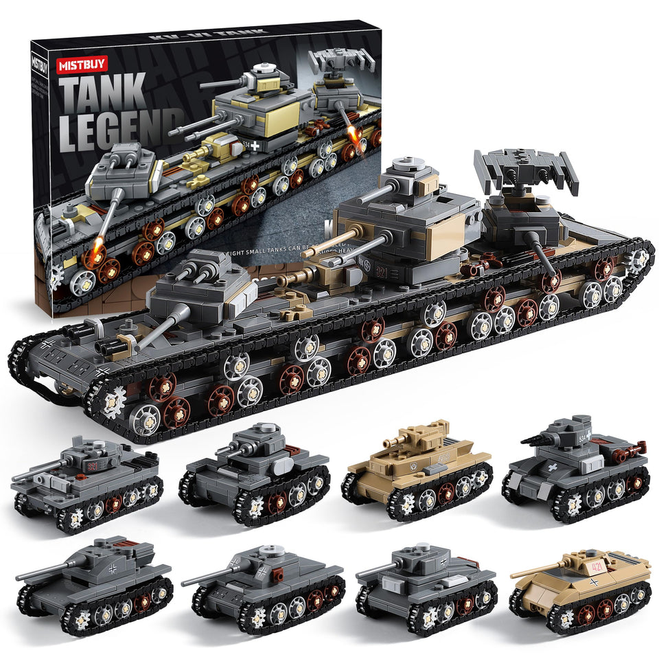 MistBUY 1165-piece WWII tank set for dynamic battlefield play at home.