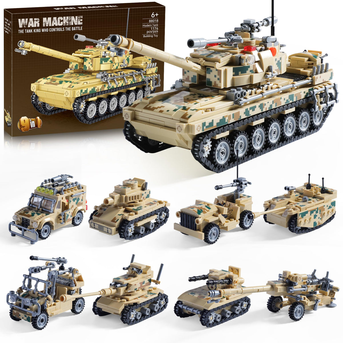 MISTBUY 1176-piece military tank set with a main battle tank for display or imaginative play.