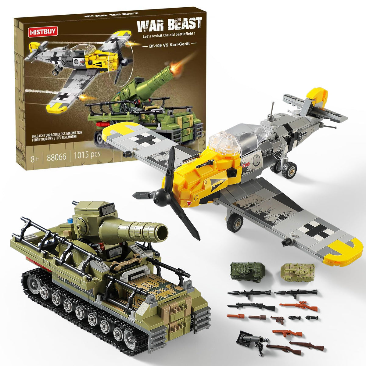 MISTBUY BF109 fighter jet with rotating propeller for immersive play