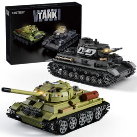 MISTBUY Panzer IV and T-34 duo with lights for dramatic display and collection
