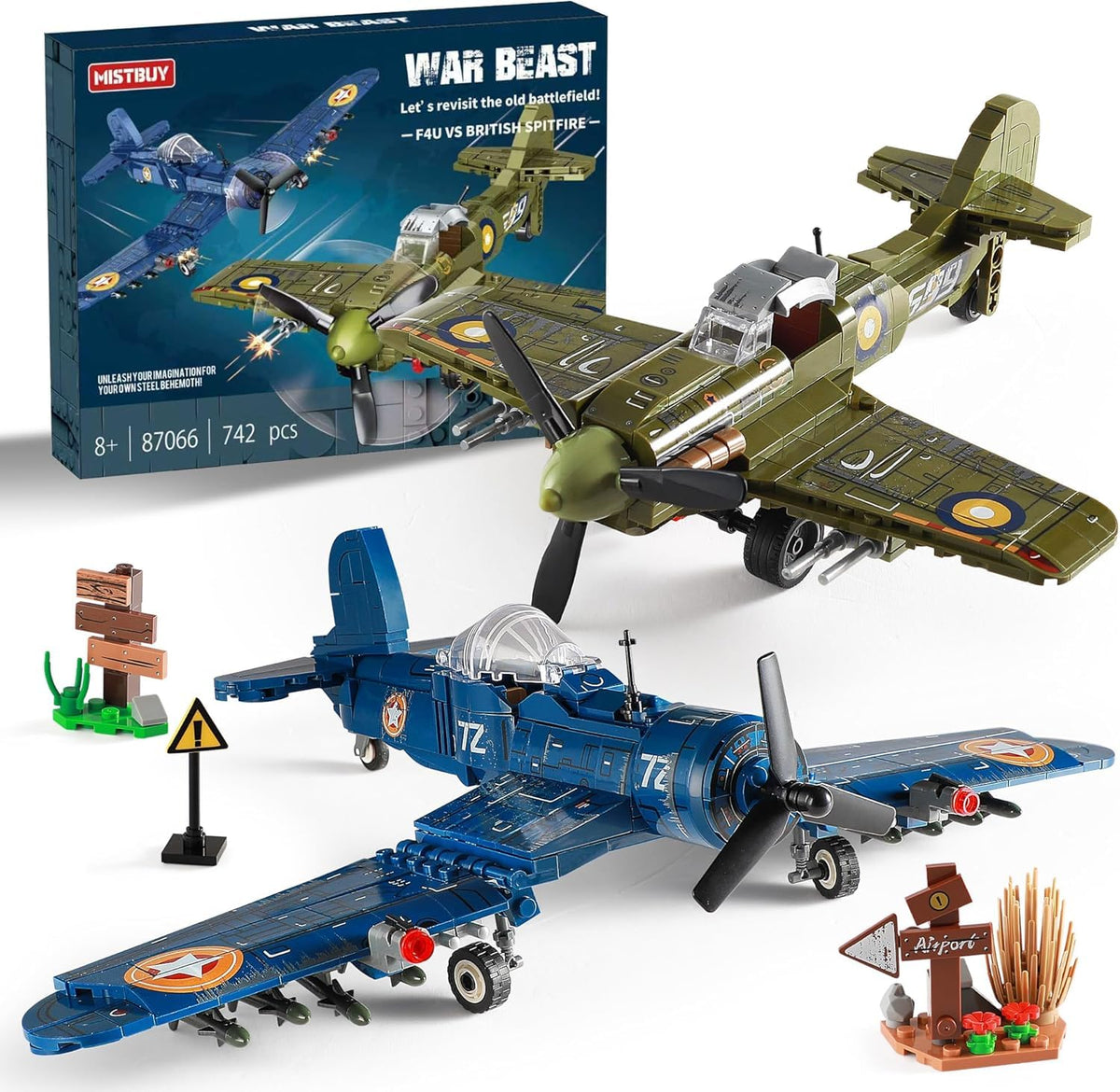 MISTBUY WW2 F4U Corsair build set with cockpit and wings for immersive play