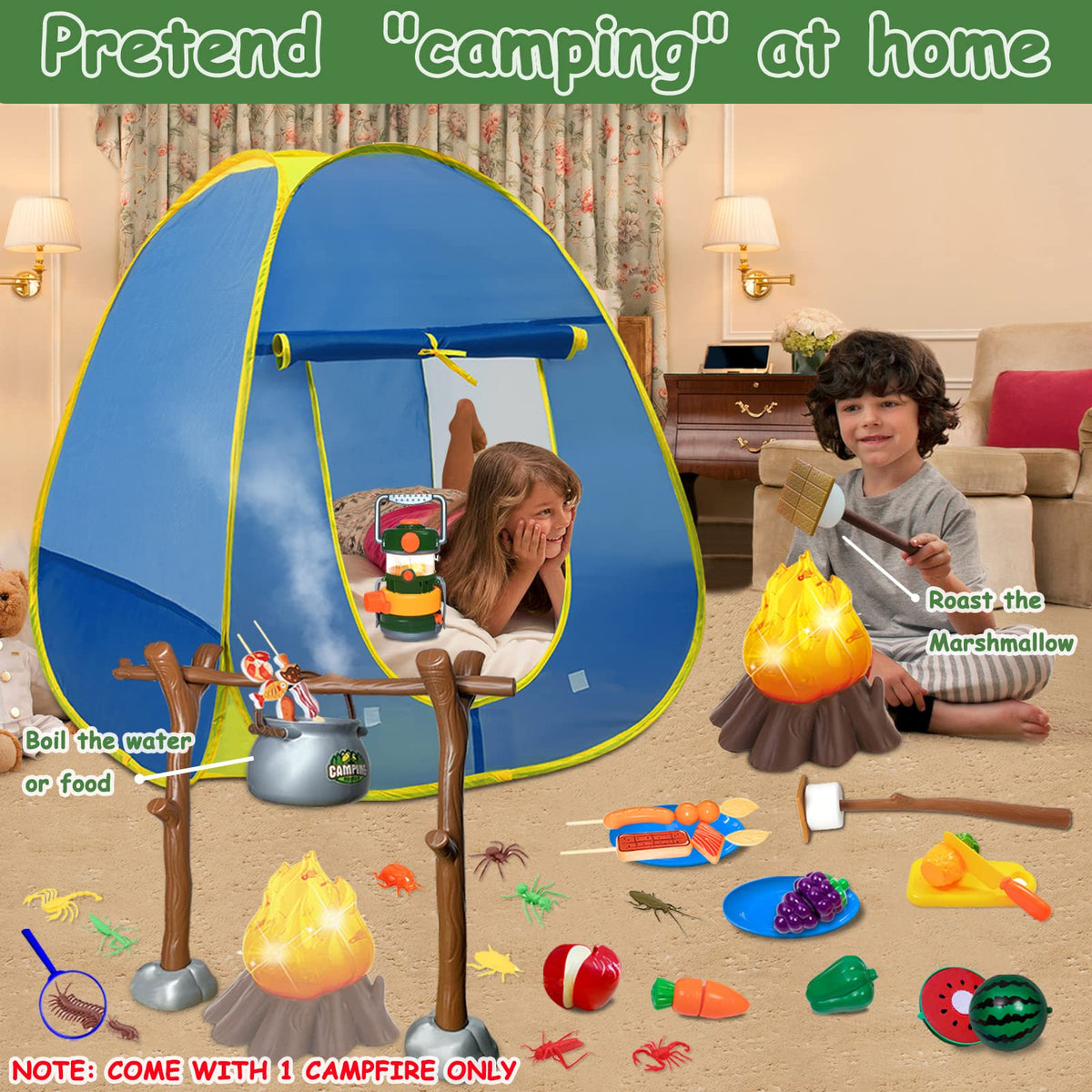 MITCIEN 4-in-1 Camping Lantern with night light and stove feature for pretend play